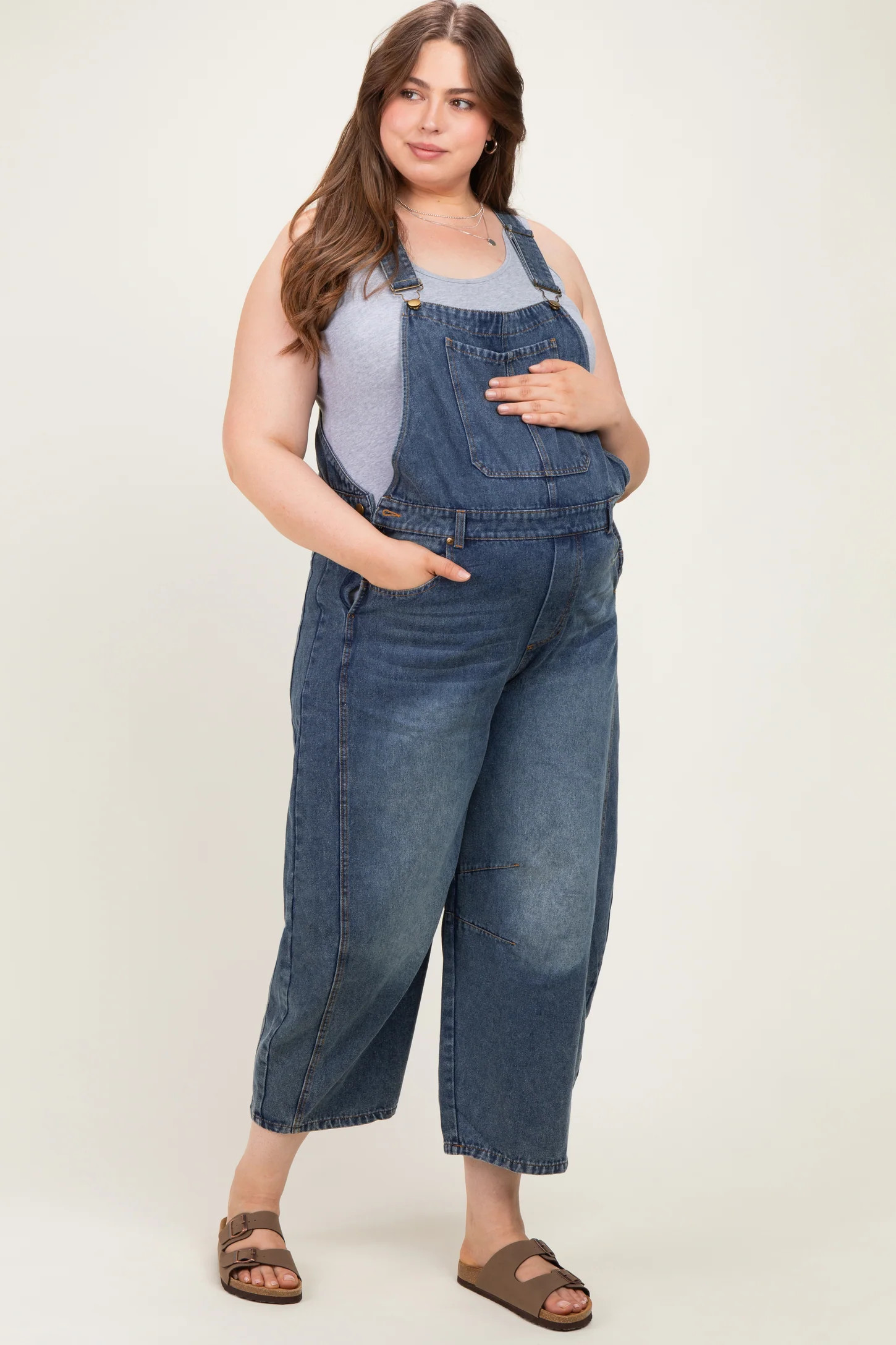 Denim Vintage Wash Plus Maternity Overall | PinkBlush Maternity