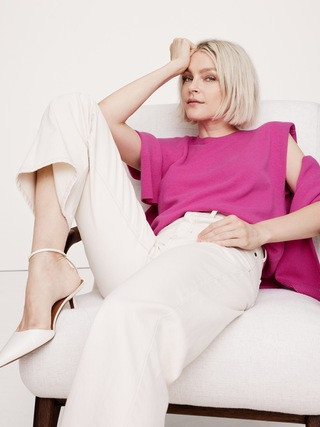 Franci Cashmere Padded-Shoulder Top | Banana Republic (US)