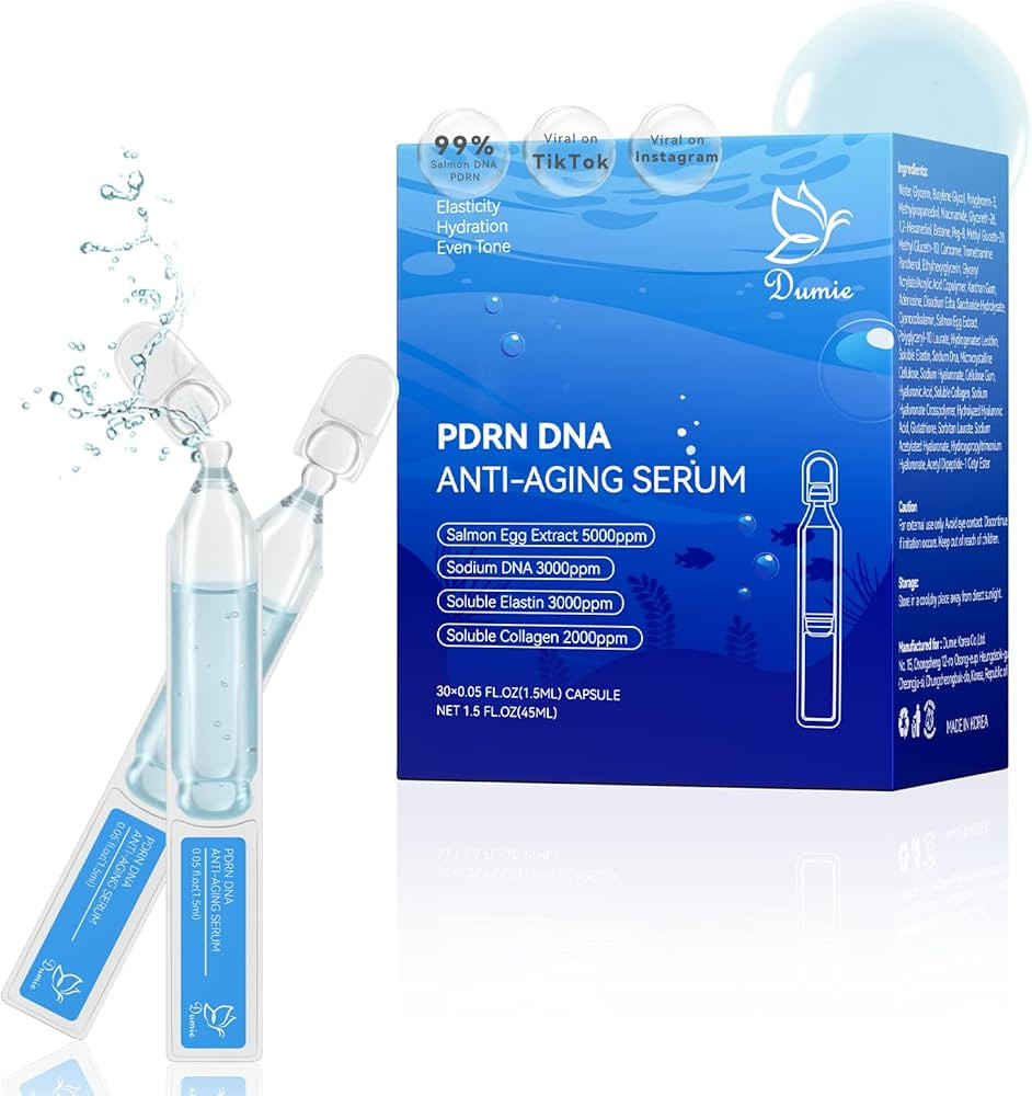 Salmon DNA PDRN Anti-Aging Serum, 5000ppm Salmon Egg DNA Ampoule, 2000ppm Collagen, Glutathione, ... | Amazon (US)