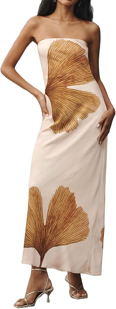 Faretumiya Women’s Bohemian Floral Printed Tube Maxi Dress Strapless Off The Shoulder Flowy Boh... | Amazon (US)
