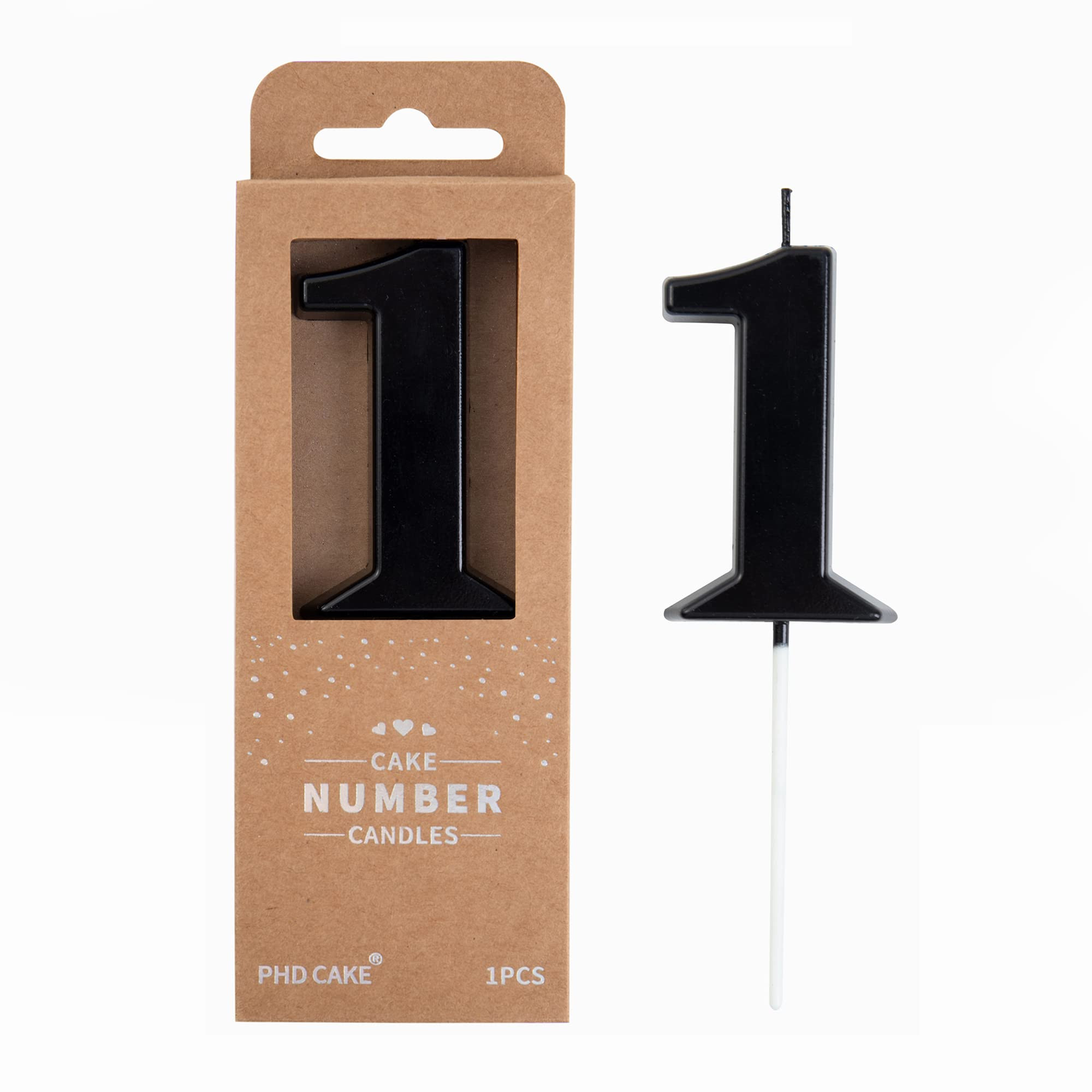 PHD CAKE 2.76 Inch Modern Black 1 Number Birthday Candles, Black Number Candles, Cake Number Cand... | Amazon (US)