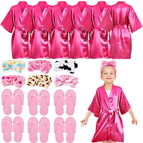 Amazon.com : Jecery 18 Pcs Spa Party Supplies for Girls 6 Satin Kimono Robe 6 Spa Headband 6 Disp... | Amazon (US)