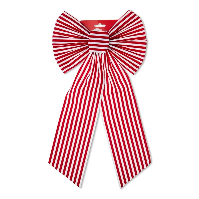 Red and White Stripe Decorative Christmas Bow, 18", by Holiday Time | Walmart (US)