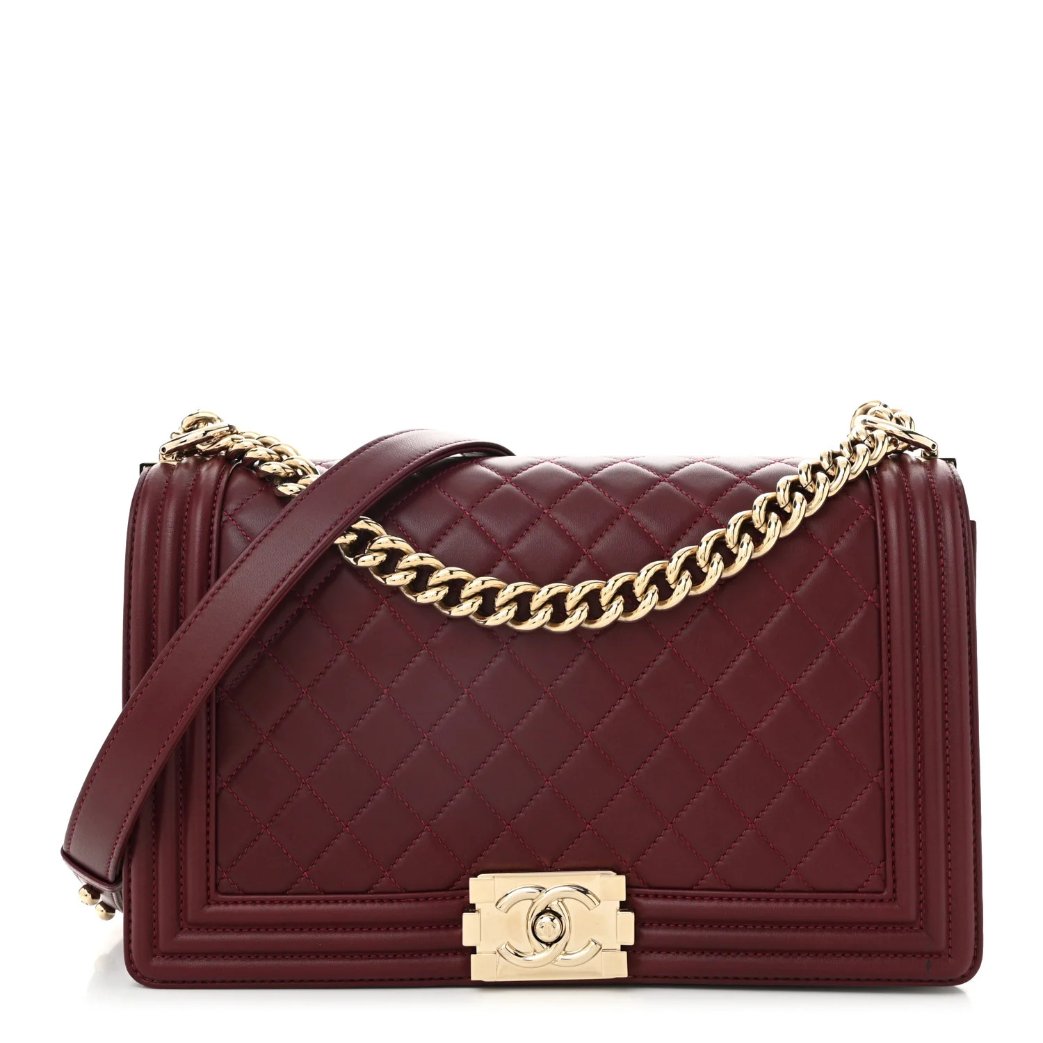 Lambskin Quilted New Medium Boy Flap Dark Red | FASHIONPHILE (US)
