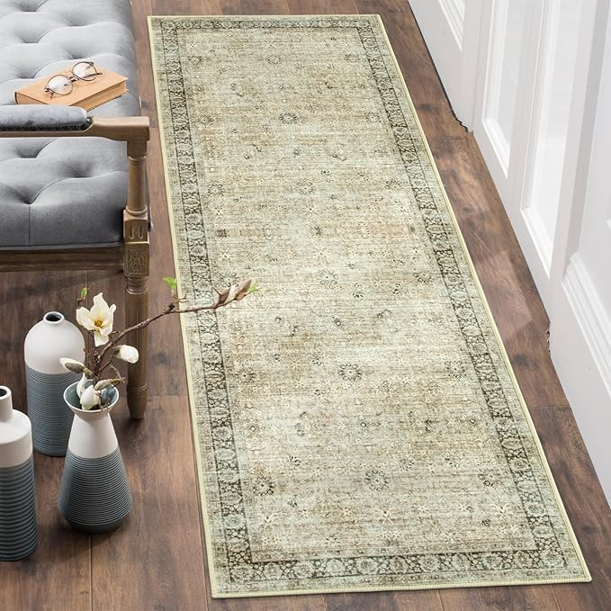 2x6 Runner Rug, Boho Runners for Hallway Kitchen Entryway Laundry Non Slip Runner Rugs with Rubbe... | Amazon (US)