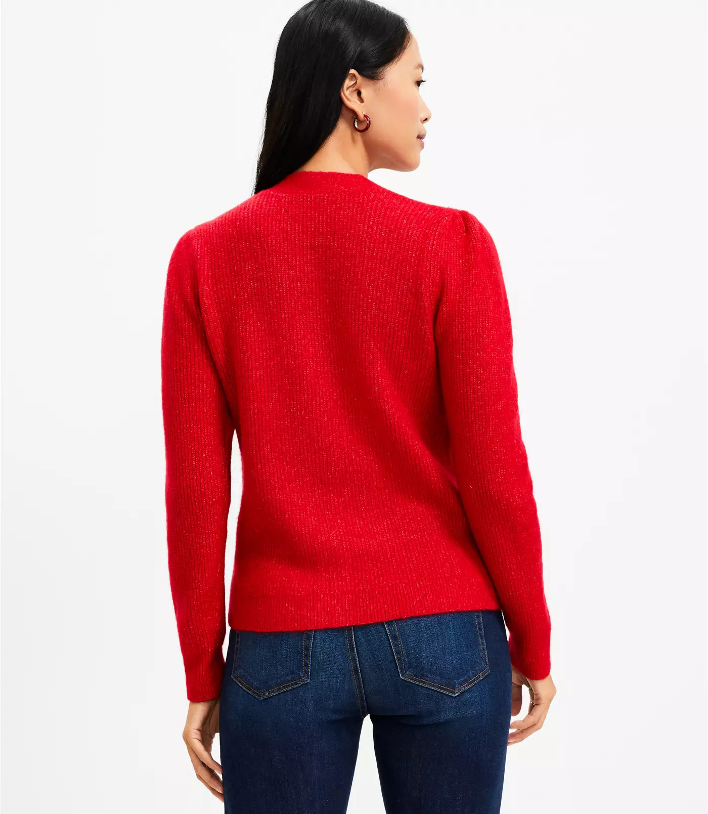 Jeweled Button V-Neck Cardigan | LOFT