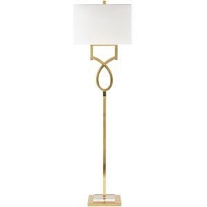 Surya Eicher 61" 1-Light Modern Linen and Metal Floor Lamp in Gold/White | Homesquare