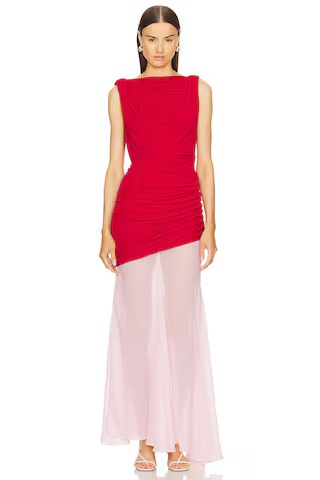L'Academie by Marianna Enoa Midi Dress in Red & Light Pink from Revolve.com | Revolve Clothing (Global)