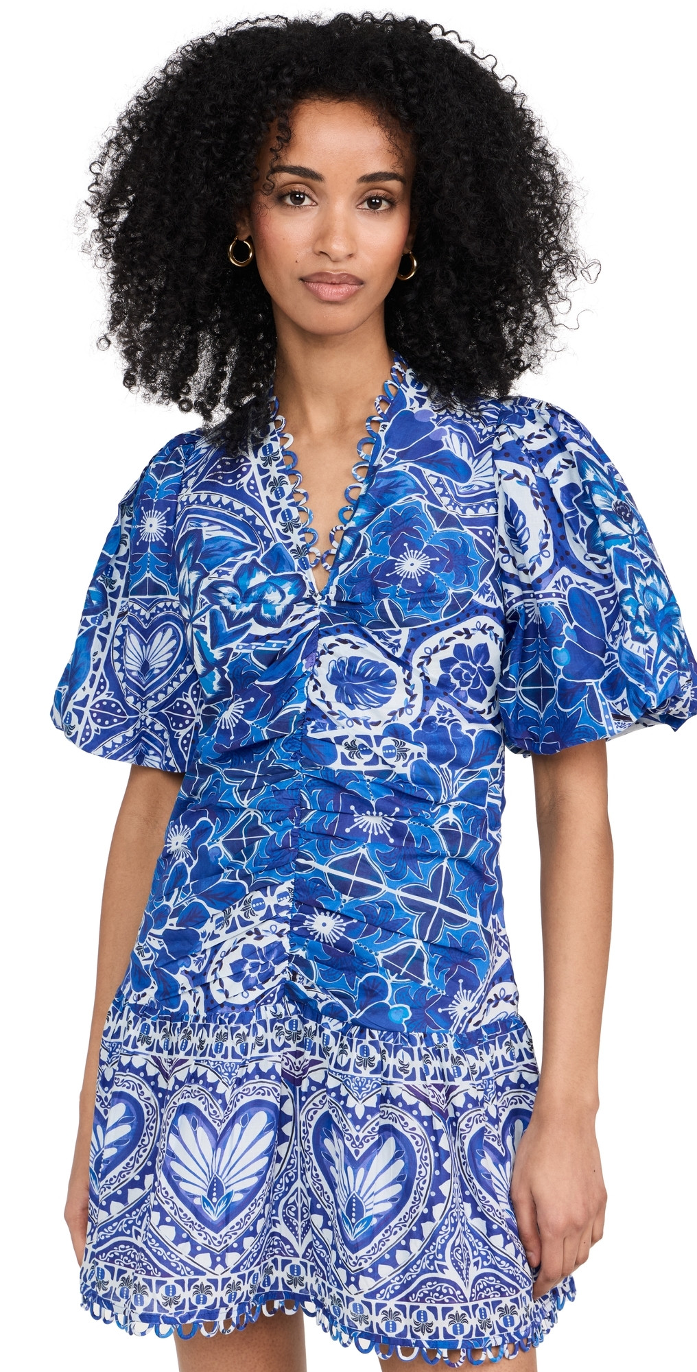 FARM Rio Tile Dream Multicolor V Neckline Short Sleeve Mini Dress Tile Dream Multicolor XL | Shopbop