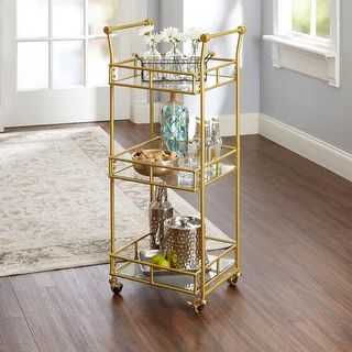 Collier 3-Tier Square Bar Cart (Gold) | Bed Bath & Beyond