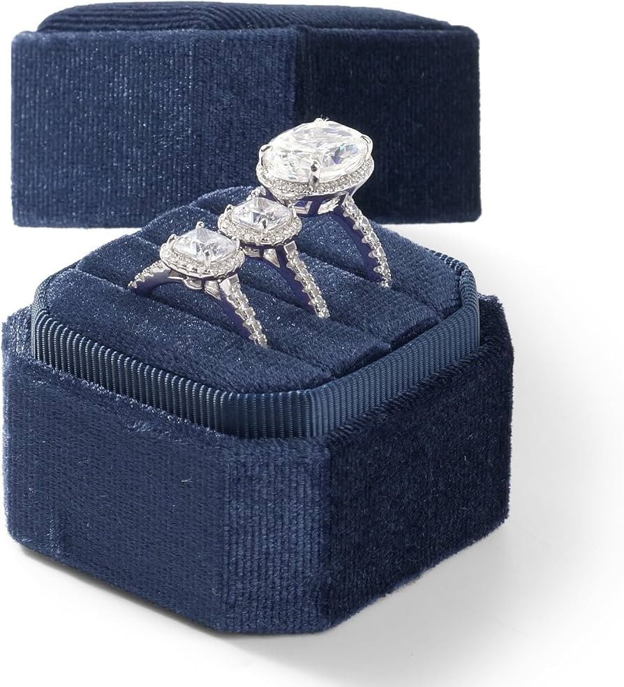 Caja de regalo de terciopelo con 3 ranuras, para propuesta, compromiso, boda, d\u00eda de la madr... | Amazon (US)