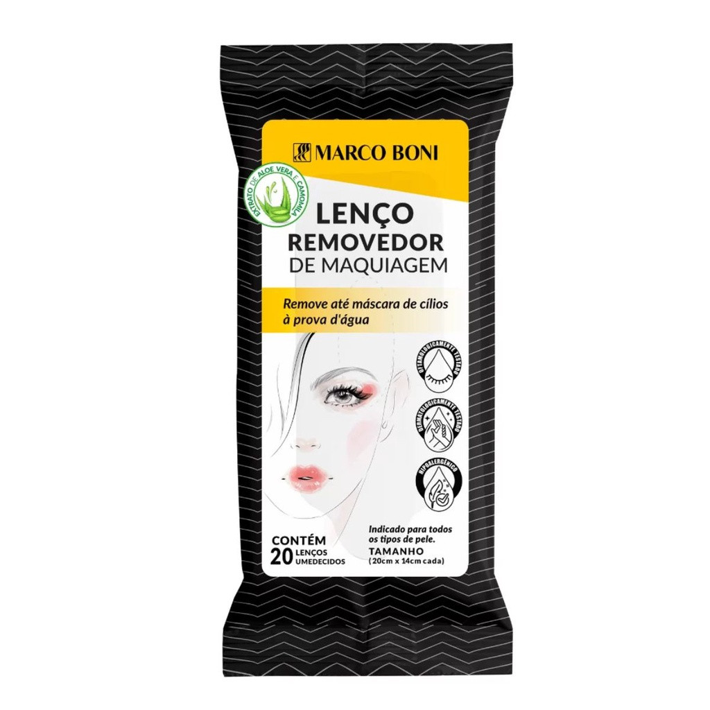 Lenço Removedor Maquiagem 20UN Limpeza Profunda Marco Boni | Shopee (BR)