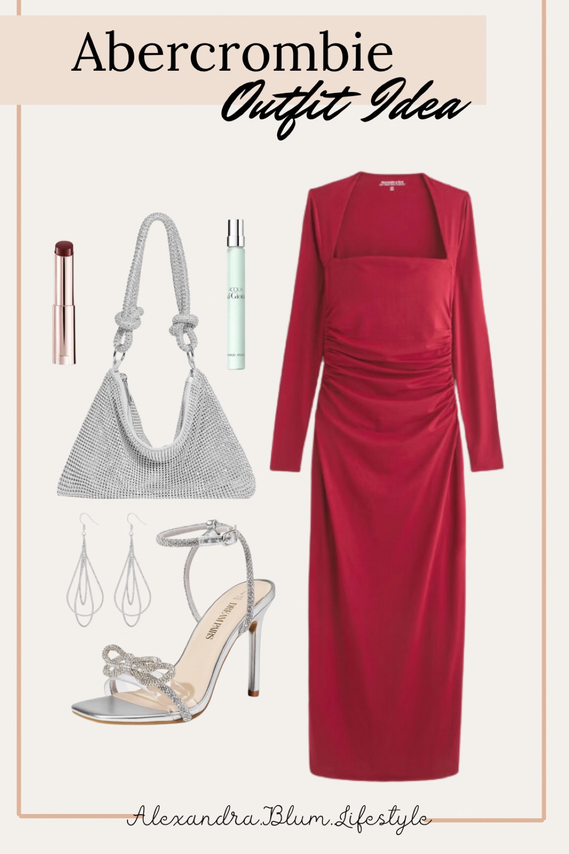 Red mesh long sleeve dress from Abercrombie makes the perfect winter wedding guest dress or holiday party dress! I paired it with silver bow heels, silver clutch, and silver jewelry from Amazon! Christmas outfit idea! New Year’s Eve outfit idea! 

#LTKHoliday #LTKParties #LTKWedding