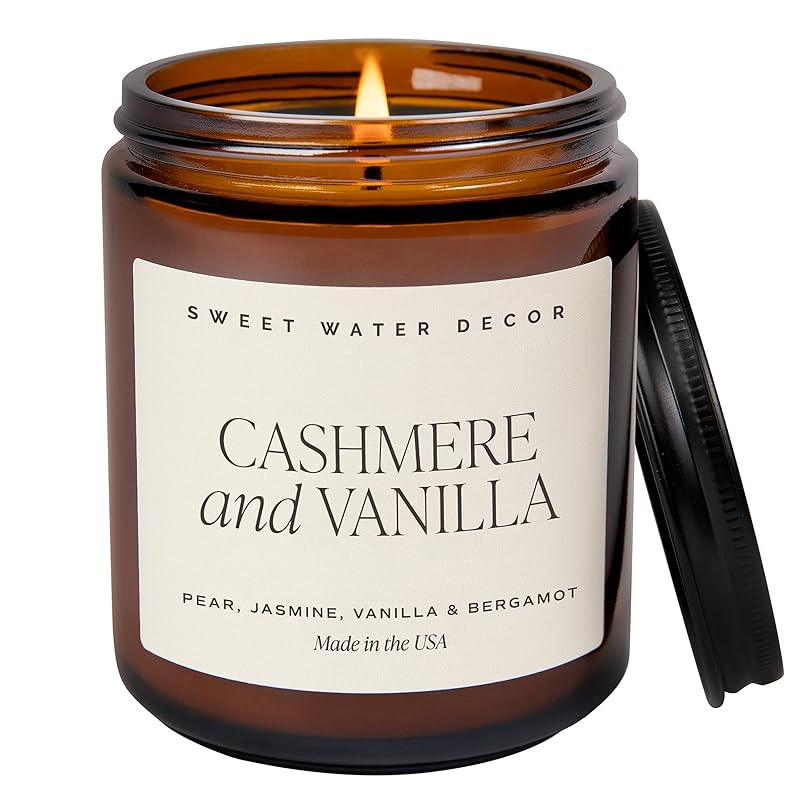Sweet Water Decor Cashmere and Vanilla Soy Candle | Milky Coconut, Frangipani, and Soft Cashmere ... | Amazon (US)