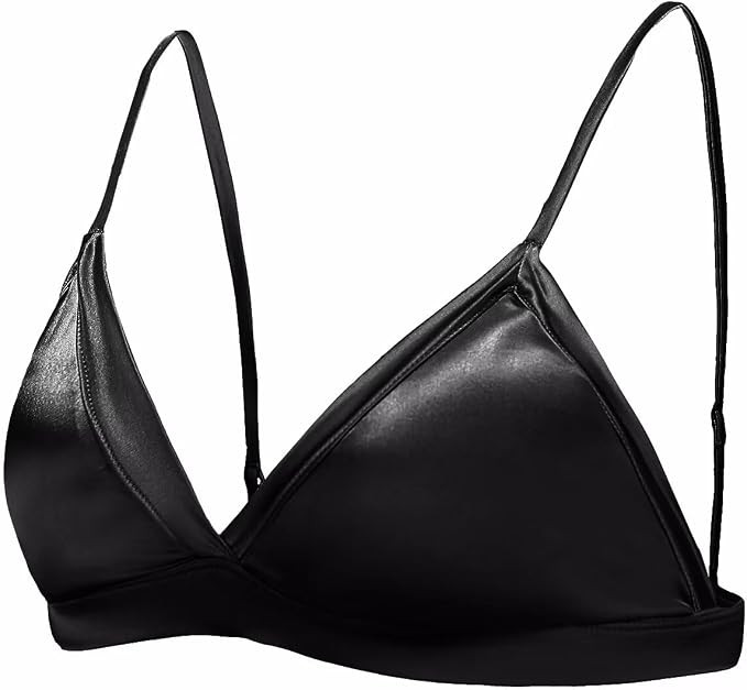 Women's Silk Satin Triangle Bralette Soft Cup Wireless Bra with Removable Pad | Amazon (US)