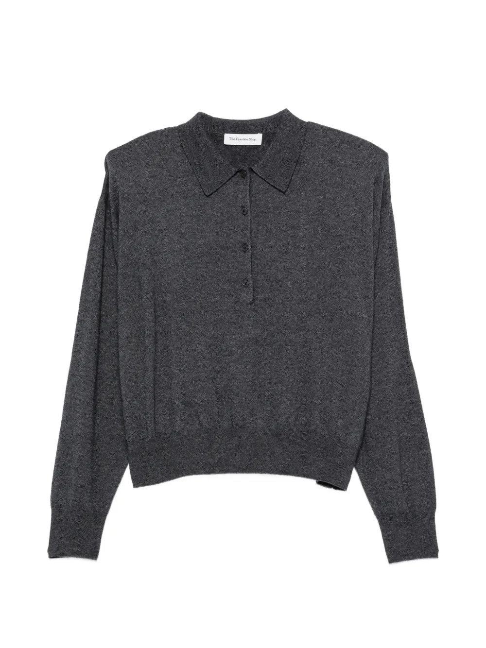The Frankie Shop padded-shoulder polo top - Grey | Farfetch Global