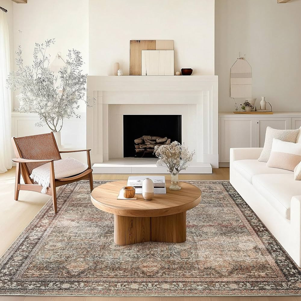 Rugs for Living Room 8x10 Large Area Rug Washable Non Slip Carpet Boho Floral Rug Stain Resistant... | Amazon (US)