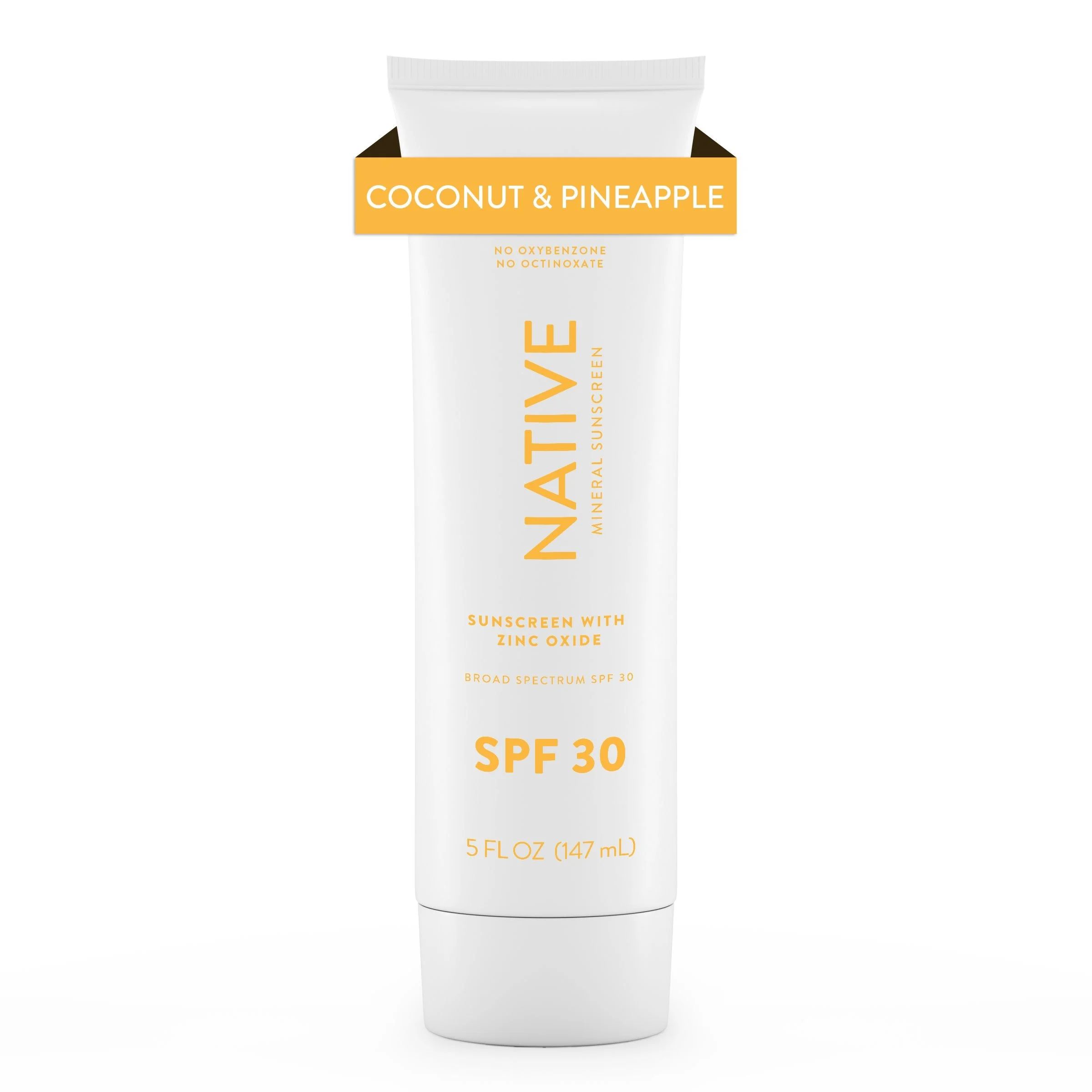 Native Coconut & Pineapple Mineral Sunscreen Lotion SPF 30, 5.0 oz - Walmart.com | Walmart (US)