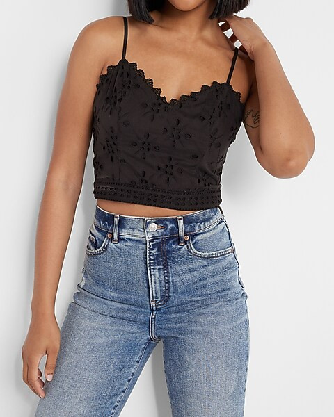 Eyelet Cropped Cami | Express