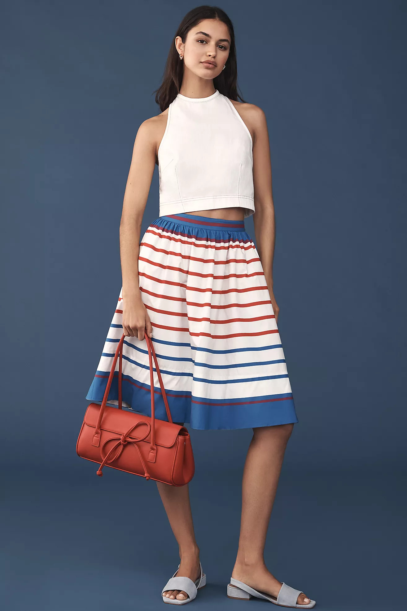 The Jacie Poplin Printed Knee-Length Skirt by Maeve | Anthropologie (UK)