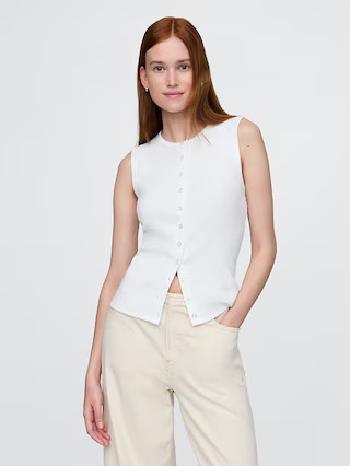 Modern Rib Cardigan Vest | Gap (US)