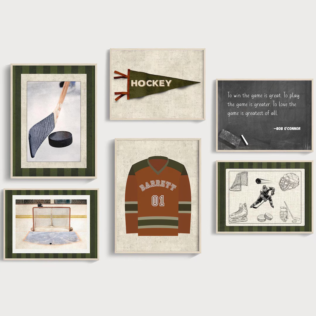 Personalized Hockey Wall Art Set: Boys Room Decor | Etsy (US)