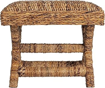 Creative Co-Op Woven Banana Leaf Stool, Natural Finish | Amazon (US)