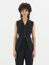 Tailored Collar Vest Top_Black | W Concept (US)