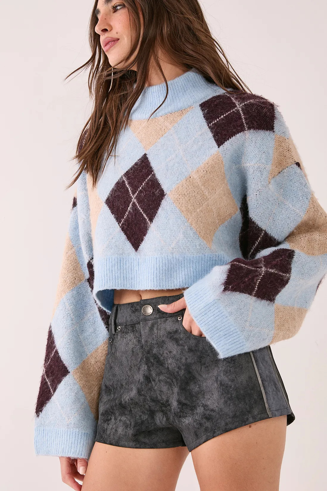 Shorts | Distressed Faux Leather Panelled Hotpant | NastyGal | NastyGal UK