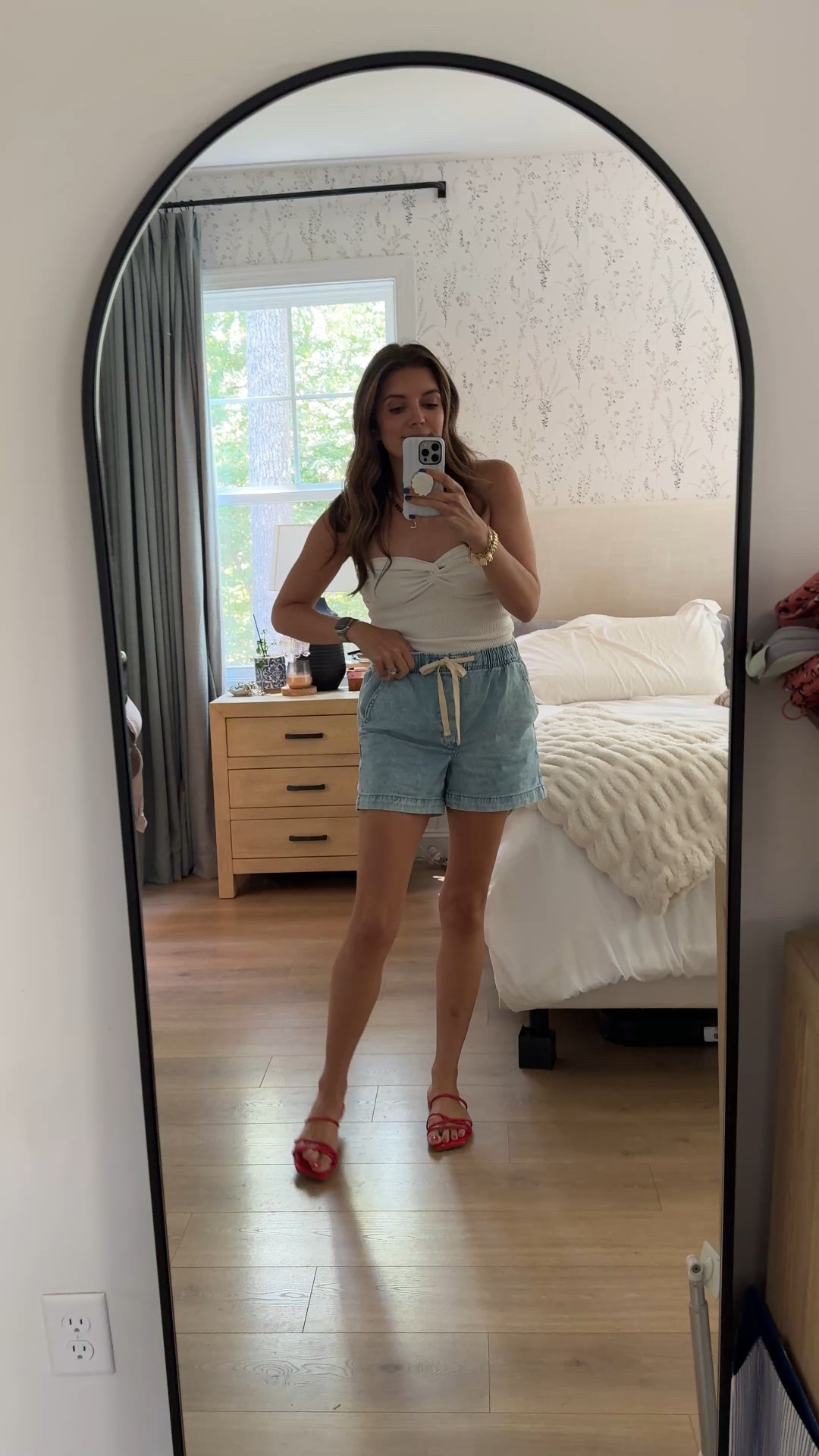 Outfit of the day! Size medium tube top, size small shorts. Red sandals are tts. 

#LTKFindsUnder50 #LTKOver40 #LTKFindsUnder100