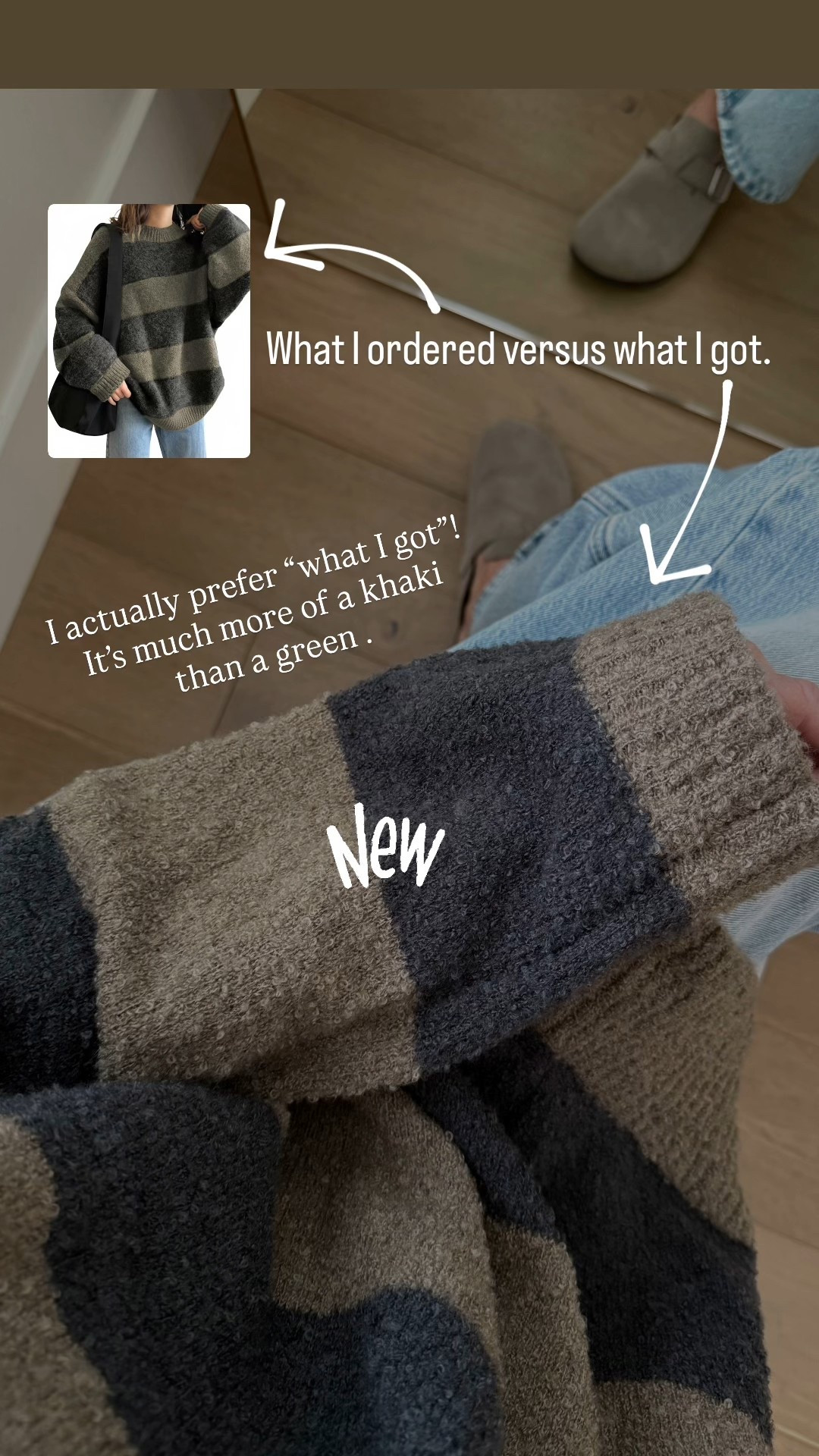 I will only ever post the good stuff I find on Amazon, promise! And this oversized striped nubby-fabric sweater is so goood! I love it tucked or untucked with sneakers, clogs or boots! I’ve ordered four different colors and what you receive is different in color than what is online but in my opinion, it’s been better. I’ll link this exact color here and the other three colors I’ve ordered.
Paired with my target, baggy jeans, and clogs that I’ve been restocked. I took my normal size 4 regular length in the jeans.

#LTKSeasonal #LTKOver40 #LTKFindsUnder50