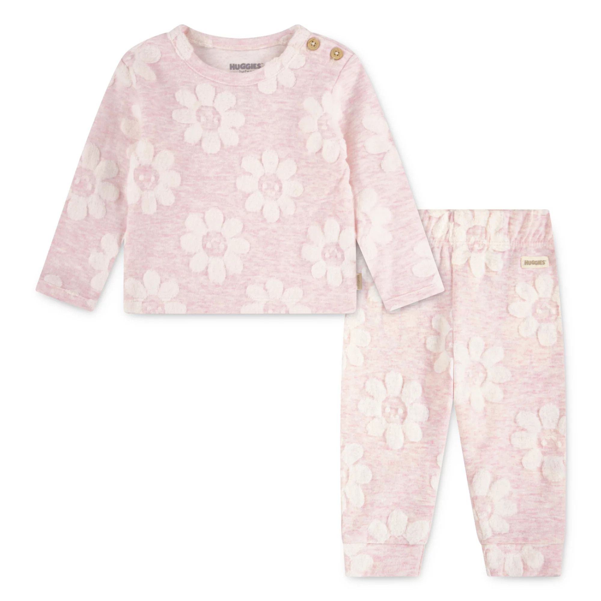 Newborn Baby Girls Huggies Babywear® Organic Floral Long Sleeve Top & Pants 2-Piece Set | Kohl's