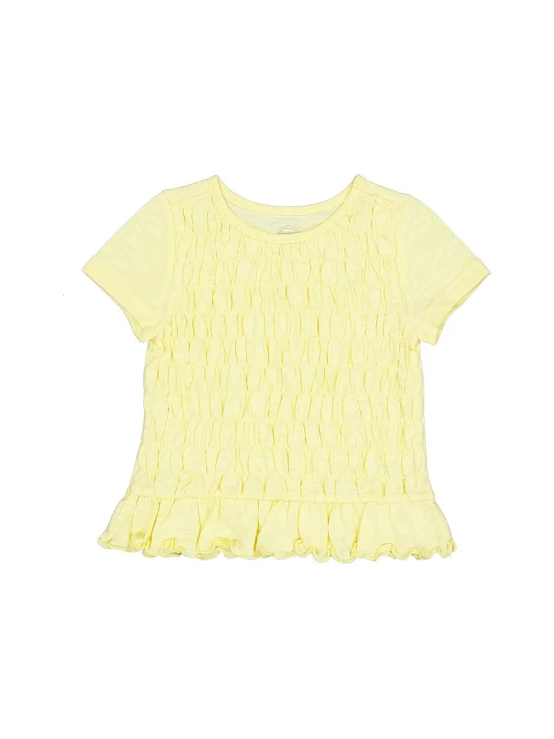 Wonder Nation Girls Short Sleeve Smocked Top, Sizes 4-18 & Plus | Walmart (US)
