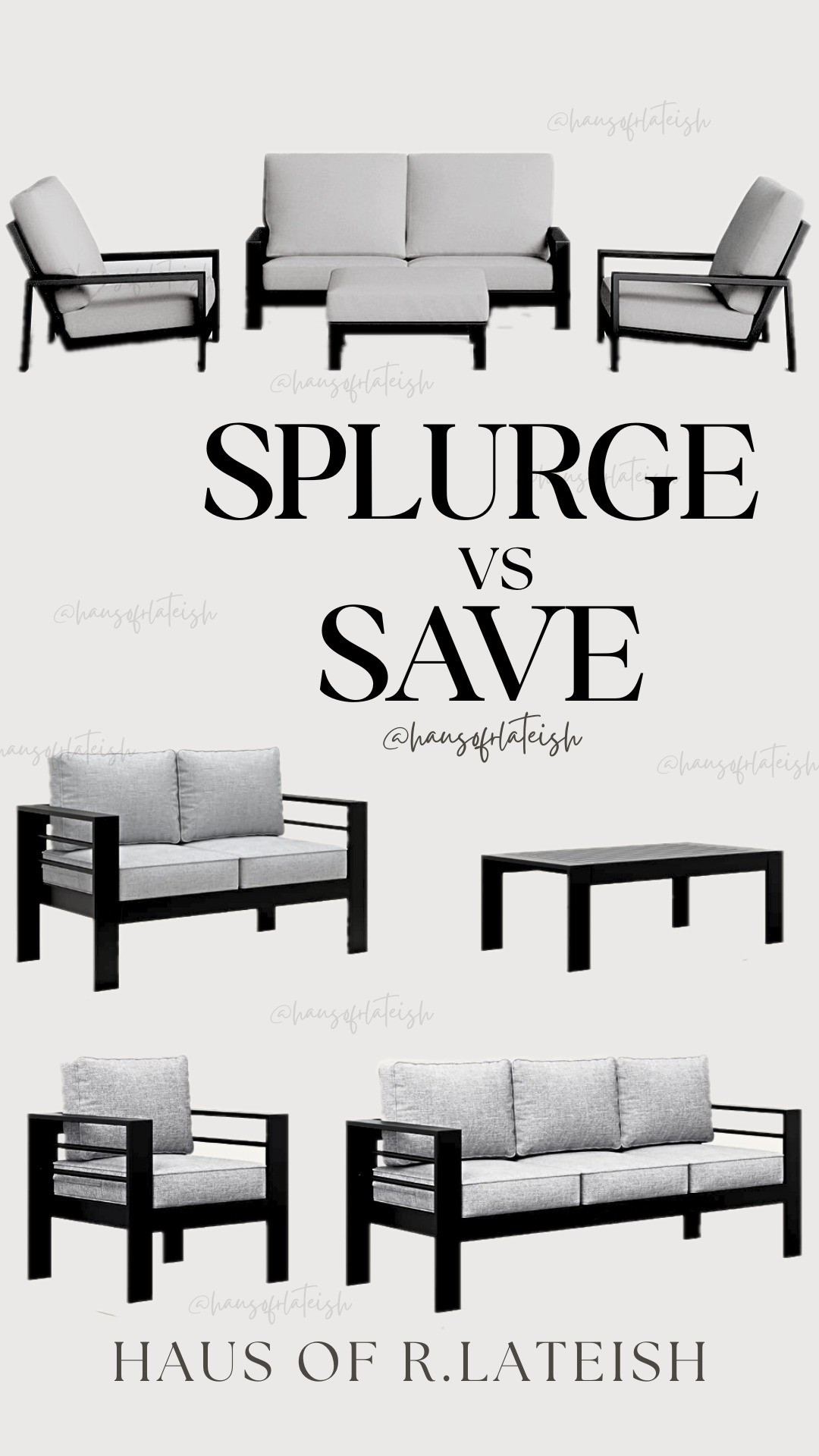 Which one would you choose? Splurge Vs Save. Both of these Patio Sets offer that sleek modern sophisticated style that a lot of us enjoy and love. But, which one fits your style and budget? #SplurgevsSave #PatioFurniture #HomeDecor #Backyard #Garden #ExteriorDesign 

#LTKHome #LTKSaleAlert