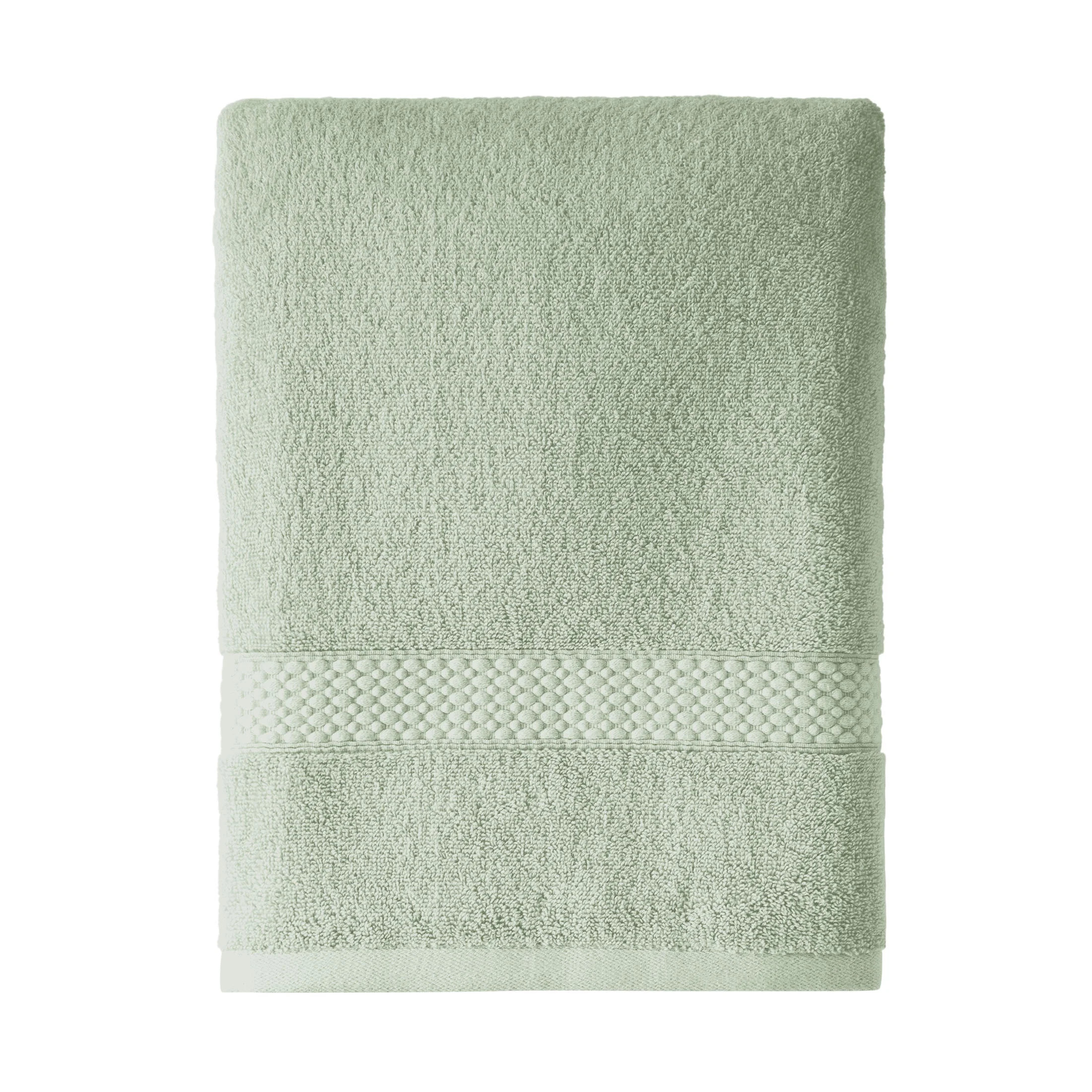 Beautiful by Drew Barrymore Dobby Bath Towel, Soft 100% Cotton, Sage Green | Walmart (US)