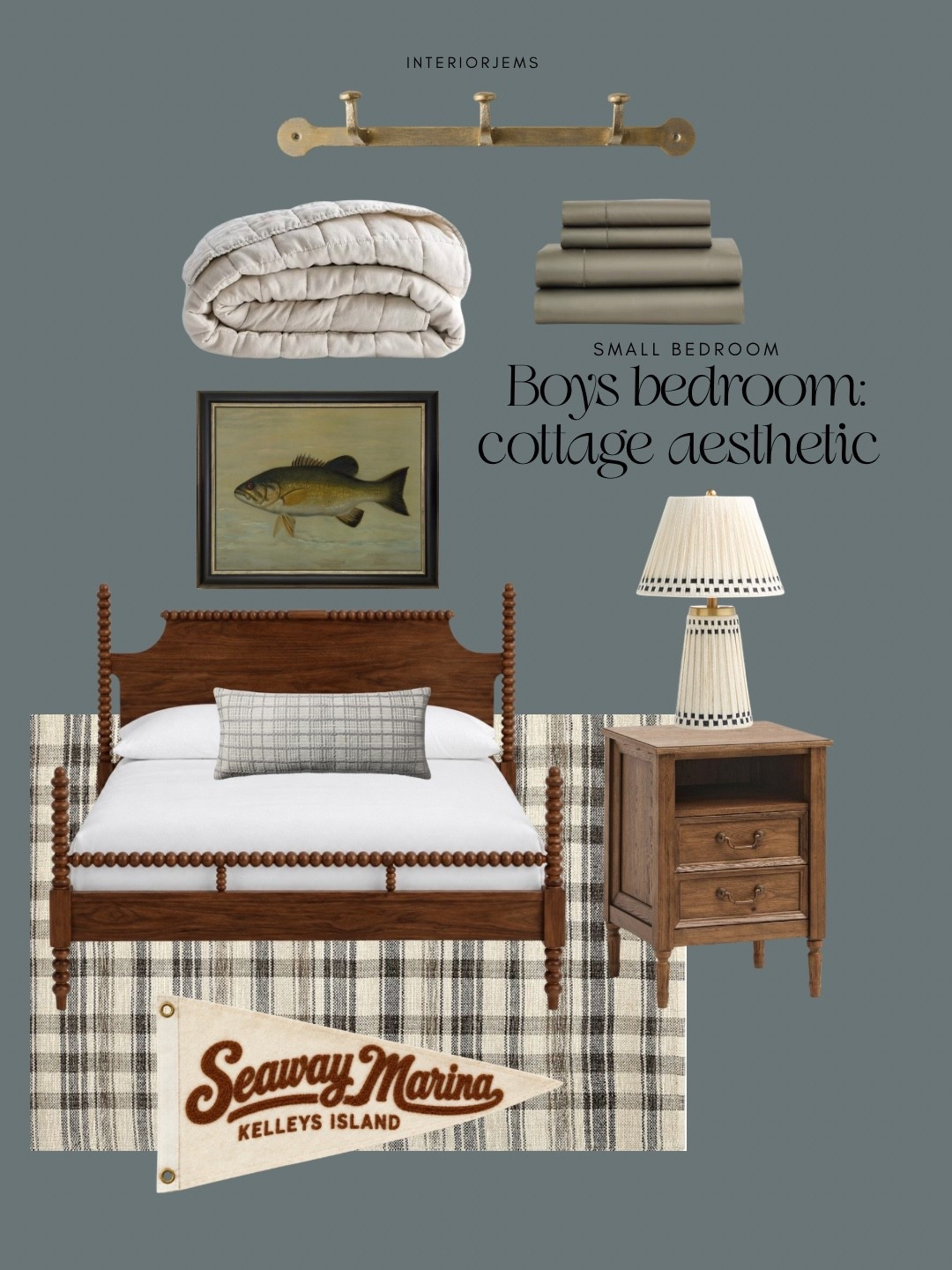 Changed a few things in this design for my son’s bedroom, Lakehouse, boys, Bedroom Design, vintage cottage pottery, barn, nightstand, and bed and rug Etsy handmade art, Quinn, bedding, linen, bedding, small lamp, crate, and bar

#LTKSaleAlert #LTKHome