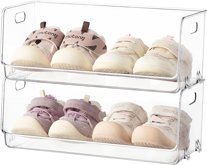 HBlife Clear Acrylic Kids Shoe Rack Baby Toddler Shoe Storage Organizer for Closet Floor Entryway... | Amazon (US)