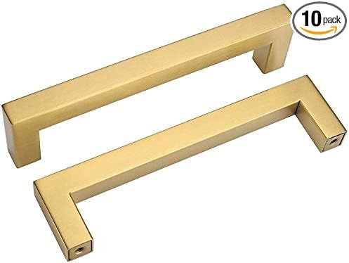 Haliwu 10 Pack/Brass Cabinet Pulls 5 inch, Gold Cabinet Handles Brushed Gold Cabinet Pulls Gold K... | Amazon (US)