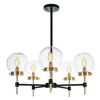RD Milan 5-Light Black with Gold Accents Mid-century Chandelier | Lowe's