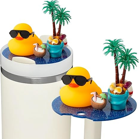 Yellow Duck Cup Topper Decoration - Summer Beach Mini Duck Lid Plate Topper for Sport Cup 40oz Ac... | Amazon (US)