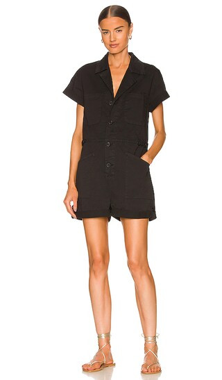 Parker Short Sleeve Romper in Fade to Black | Revolve Clothing (Global)
