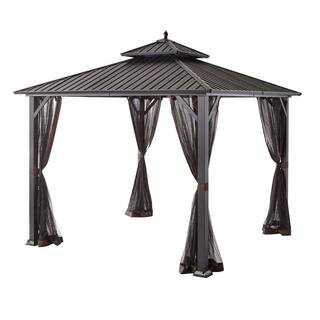 10 ft. x 10 ft. Holden Outdoor Patio Black Hard Top Galvanized Steel Gazebo | The Home Depot