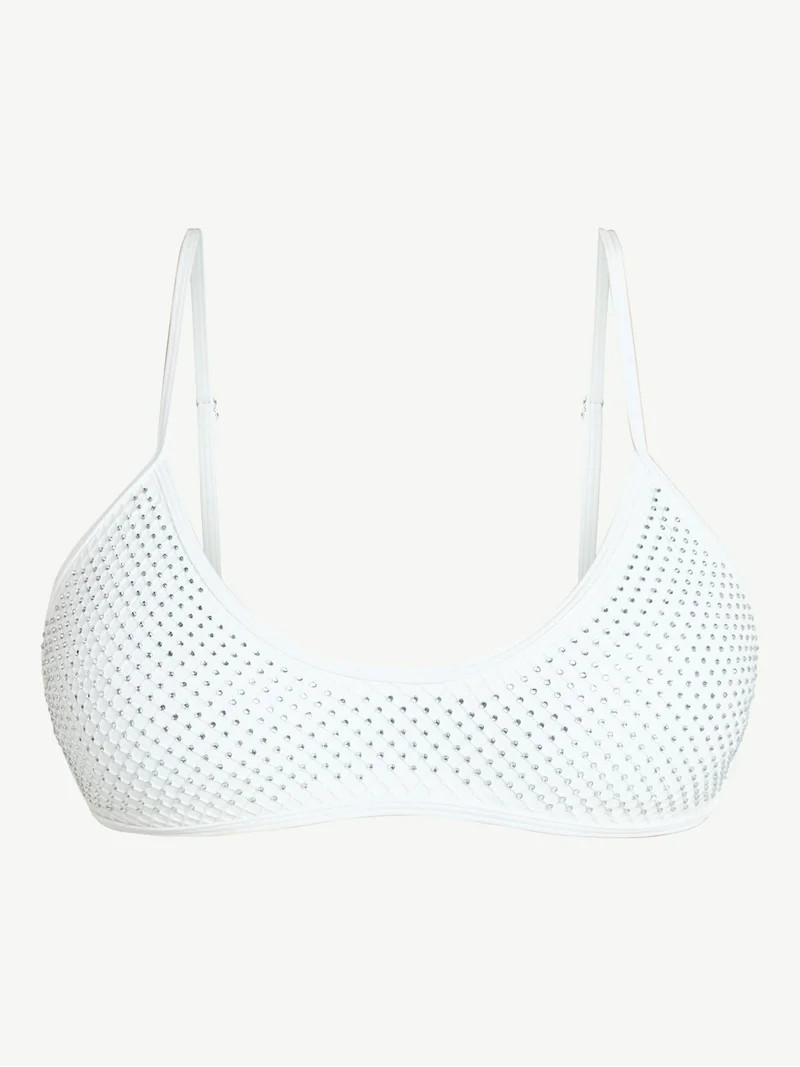 No Boundaries Faux Rhinestone Bralette Bikini Top, Women’s XXS-XXL | Walmart (US)