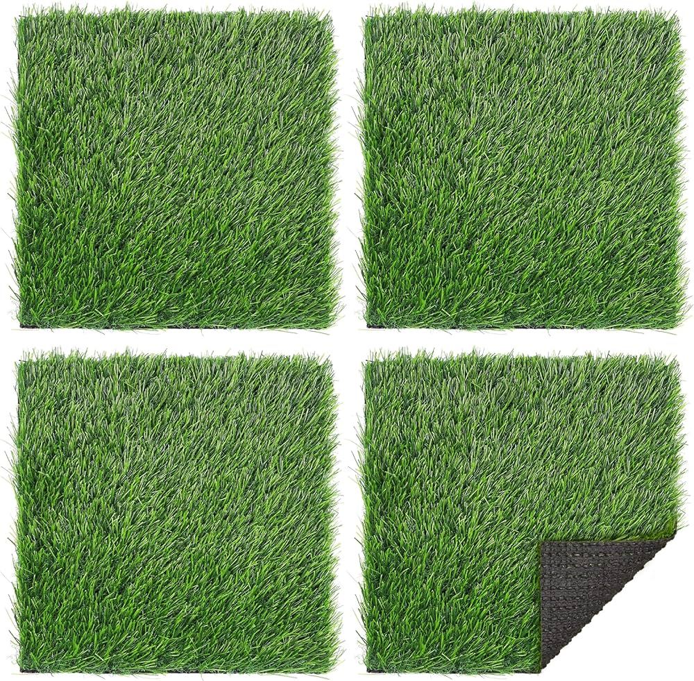 Grass Squares 4 Pack 12'' x 12'' Fake Grass Turf Patch for Placemets Centerpieces Table Runner Ch... | Amazon (US)