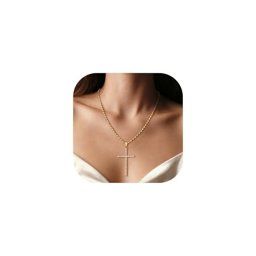 U7 Cross Necklace for Women,Dainty Diamond Cross Necklaces Large Gold Cross Necklace,Birthday Christmas Gifts for Women Mother Wife,20-22 Inches | Amazon (US)