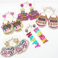 Happy Birthday Earrings, Seed Bead Festive Gift For Her, Gift, Dangle Gifts For Her | Etsy (US)