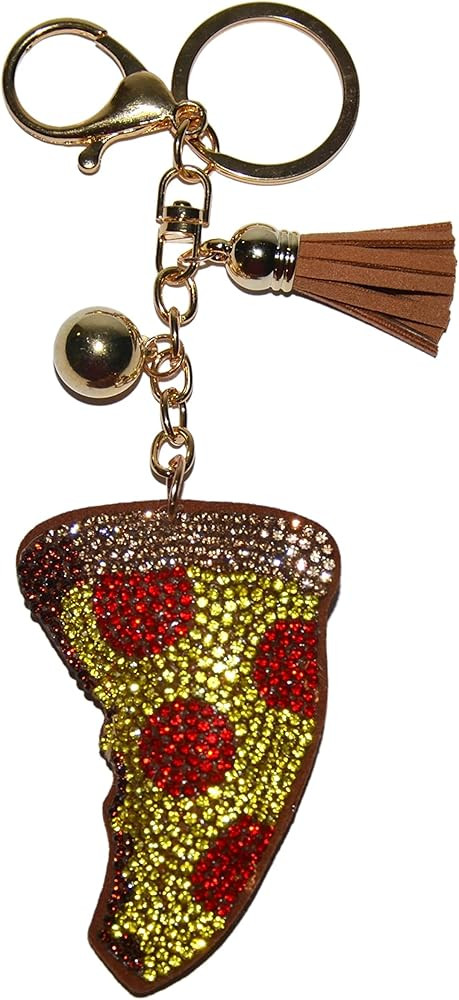 Popfizzy Bling Pizza Keychain for Girls and Women, Rhinestone Bag Charm, Pizza Gifts, Pizza Slice... | Amazon (US)