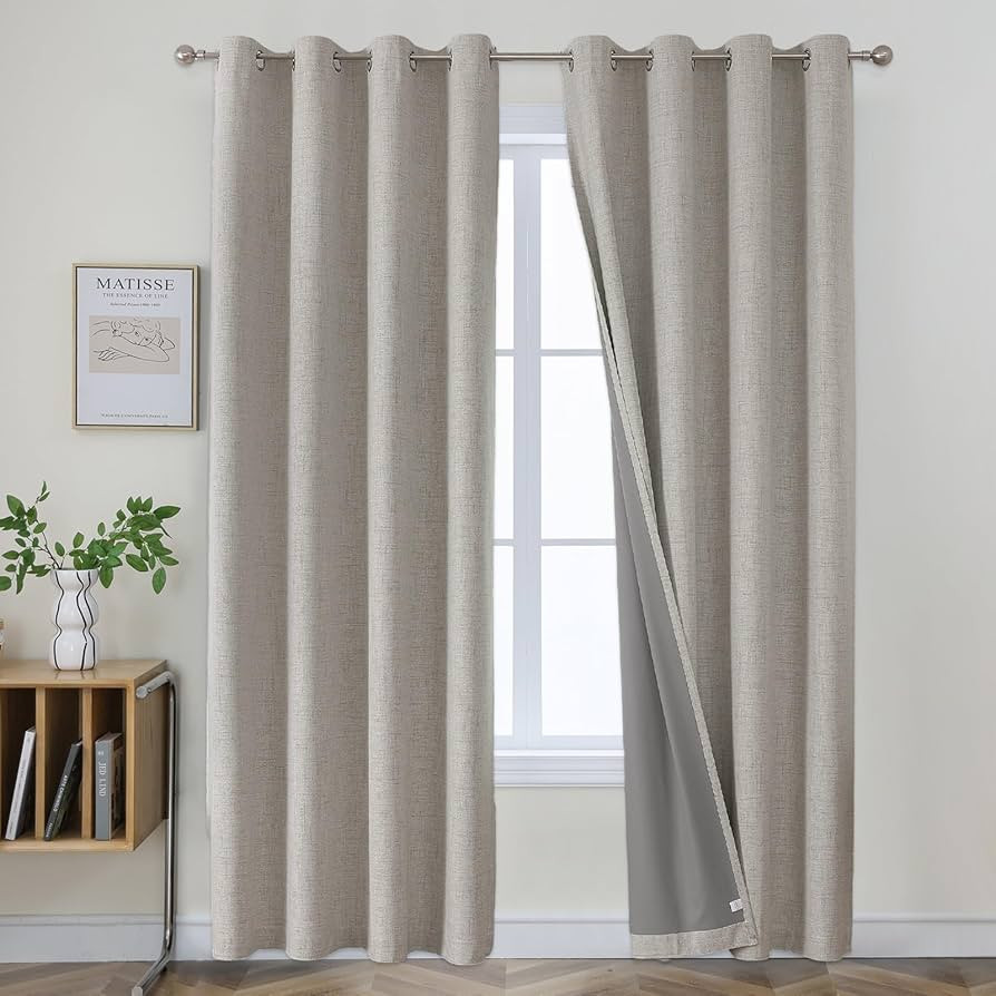 Joydeco 100% Blackout Curtains 96 Inches Long 2 Panels Set, Linen 95 Inch Blackout Curtains 2 Pan... | Amazon (US)