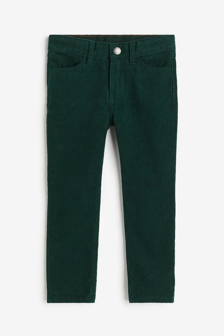 Slim Fit Corduroy Pants - Dark green - Kids | H&M US | H&M (US + CA)