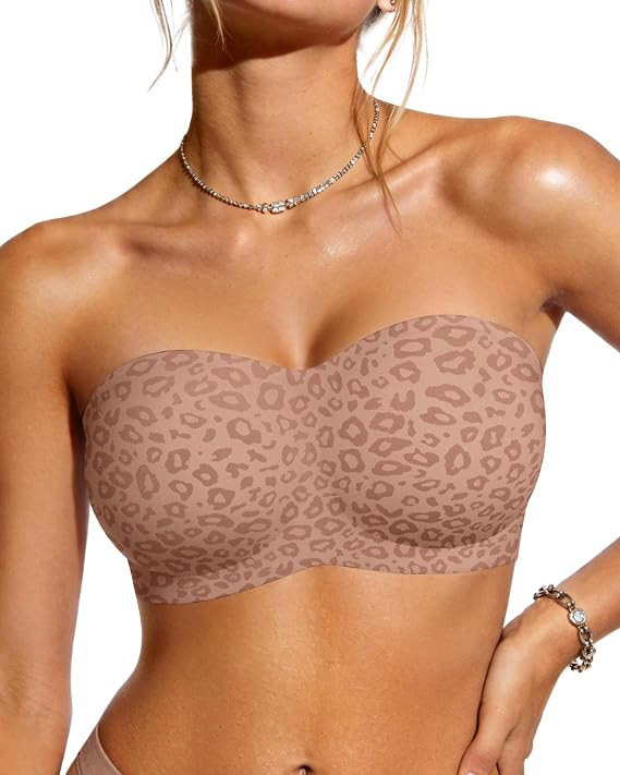 OEAK Womens Strapless Bras Jelly Push Up Bandeau Bra Non Slip Wireless Supportive Padded Bras Sea... | Amazon (US)